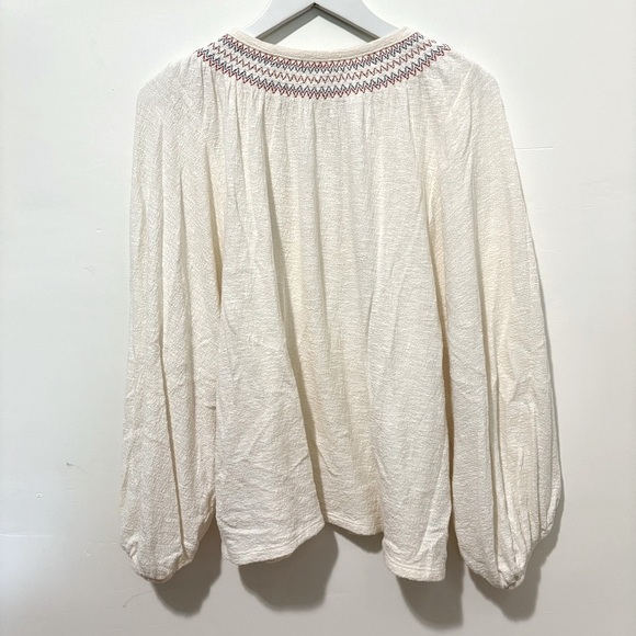 Madewell Cream Blouse with Puff Sleeves embroidered boho summer top - Picture 6 of 7